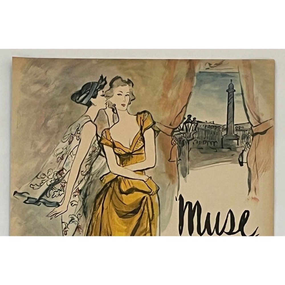 1946 Print Ad Coty Muse Perfume Women Open Window Box & Bottle Carl Erickson Art - Picture 2 of 3